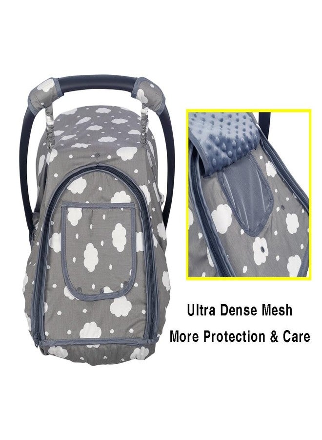 DODO NICI Carseat Cover for Baby, Baby car seat Covers for Infant car seat, Baby Carrier Cover Canopy, Window in Door Open, 2 Layers, Grey Cloud, felxible Connection; - Image 5